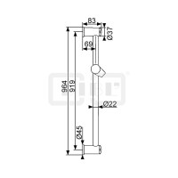 DIBLfit Brausestange 964 mm mit rundem Brauserohr Ø 22 mm
