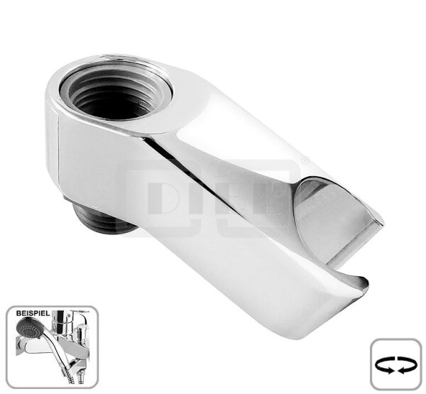 DIBLfit Schwenkbarer Kunststoff-Spezial-Brausehalter zur Montage direkt am Brauseanschluss zur Vermeidung von Bohrlöchern im Wandbereich