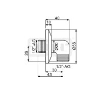 DIBLfit Messing-Unterputz-Wandanschlussbogen ½" AG x ½" AG