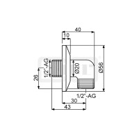 DIBLfit Messing-Unterputz-Wandanschlussbogen ½" AG x ½" AG