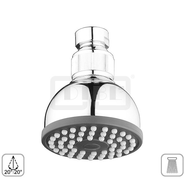 DIBLfit Kunststoff-Einstrahl-Kopfbrause Ø 71 mm x 52 mm, mit Kugelgelenk zur horziontalen und vertikalen Verstellung, ohne Anschlussarm
