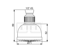 DIBLfit Kunststoff-Einstrahl-Kopfbrause Ø 71 mm x...