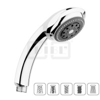 DIBLfit Kunststoff-Fünfstrahl-Antikalk-Handbrause, mit Wasserstopp-Funktion