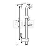 DIBLfit Renovierungs-Brausestange 1120 mm zur passgenauen Abdeckung bereits vorhandener Bohrlöcher