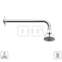 DIBLfit Kunststoff-Einstrahl-Antikalk-Kopfbrause Ø 71 mm x 52 mm, mit 90°-Messing-Wandanschlussarm 400 mm