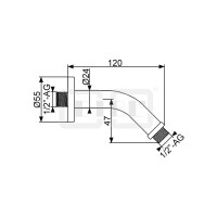 DIBLfit Massiver 45°-Messing-Wandanschlussarm, Ausladung 120 mm