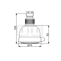 DIBLfit Kunststoff-Dreistrahl-Antikalk-Kopfbrause Ø 75 mm x 63 mm, mit Kugelgelenk zur stufenlosen, horziontalen und vertikalen Verstellung