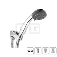 DIBLfit Brauseset mit Kunststoff-Dreistrahl-Handbrause, seitlich schwenkbarer Kunststoff-Brausehalter mit starrer Handbrauseaufnahme