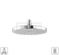 DIBLfit Runde Messing-Regenkopfbrause Ø 205 mm x 15 mm, mit Kugelgelenk zur stufenlosen, horziontalen und vertikalen Verstellung