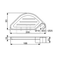 DIBLfit Kunststoff-Clip-Seifenschale mit Wasserablaufrinnen, universell passend zu runden Brauserohren Ø 18 mm, Ø 22 mm und Ø 25 mm