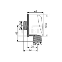 DIBLfit Montagefreundlicher Unterputz-Wandanschlussbogen ½" AG x ½" AG, mit einzelnem Kunststoff-Gehäuse