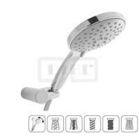 DIBLfit Brauseset mit Fünfstrahl-Antikalk-Handbrause, runder Wandbrausehalter