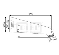 DIBLfit Massiver Messing-Wandanschlussarm Ø 60 mm,...