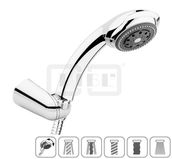 DIBLfit Brauseset mit Fünfstrahl-Handbrause, Wandbrausehalter mit verstellbarer Handbrauseaufnahme