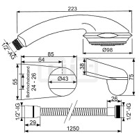 DIBLfit Brauseset mit Fünfstrahl-Handbrause, Wandbrausehalter mit verstellbarer Handbrauseaufnahme