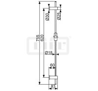 DIBLfit Messing-Brausestange 755 mm mit rundem Brauserohr...