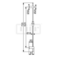 DIBLfit Messing-Brausestange 755 mm mit rundem Brauserohr Ø 18 mm