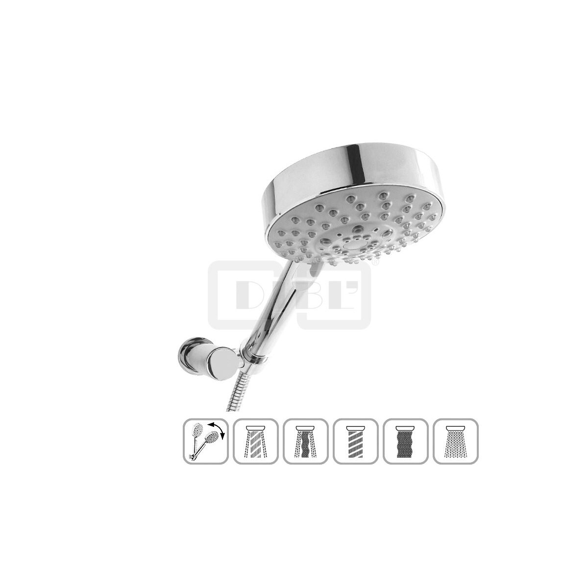 DIBLfit Brauseset mit F&uuml;nfstrahl-Handbrause,...