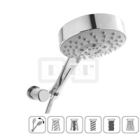 DIBLfit Brauseset mit Fünfstrahl-Handbrause, rundem Messing-Wandbrausehalter