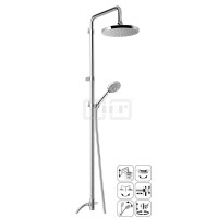 DIBLfit Runde Brauseaufsatz-Kombination zum direkten Armaturenanschluss, mit runder Messing-Regenkopfbrause Ø 205 mm x 15 mm