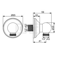 DIBLfit Nostalgie-Messing-Unterputz-Wandanschlussbogen ½" AG x ½" AG