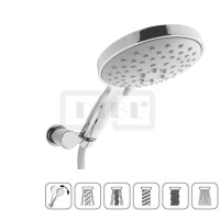 DIBLfit Brauseset mit Fünfstrahl-Handbrause, rundem Messing-Wandbrausehalter