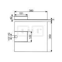 DIBLfit Eckige Edelstahl-Kopfbrause 350 mm x 380 mm x 3 mm zur Wandmontage, mit Cascaden-Schwallstrahl