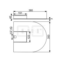 DIBLfit Runde Edelstahl-Kopfbrause 350 mm x 380 mm x 3 mm zur Wandmontage, mit Cascaden-Schwallstrahl