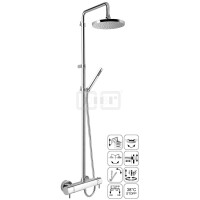 DIBLtherm eco Thermostat-Brausebatterie zur Aufputzmontage, mit runder Messing-Regenkopfbrause Ø 205 mm x 15 mm