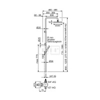 DIBLtherm eco Thermostat-Brausebatterie zur Aufputzmontage, mit runder Messing-Regenkopfbrause Ø 205 mm x 15 mm
