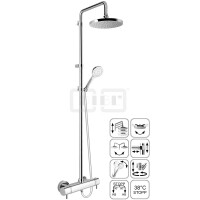 DIBLtherm eco Thermostat-Brausebatterie zur Aufputzmontage, mit runder Messing-Antikalk-Regenkopfbrause Ø 205 mm x 15 mm