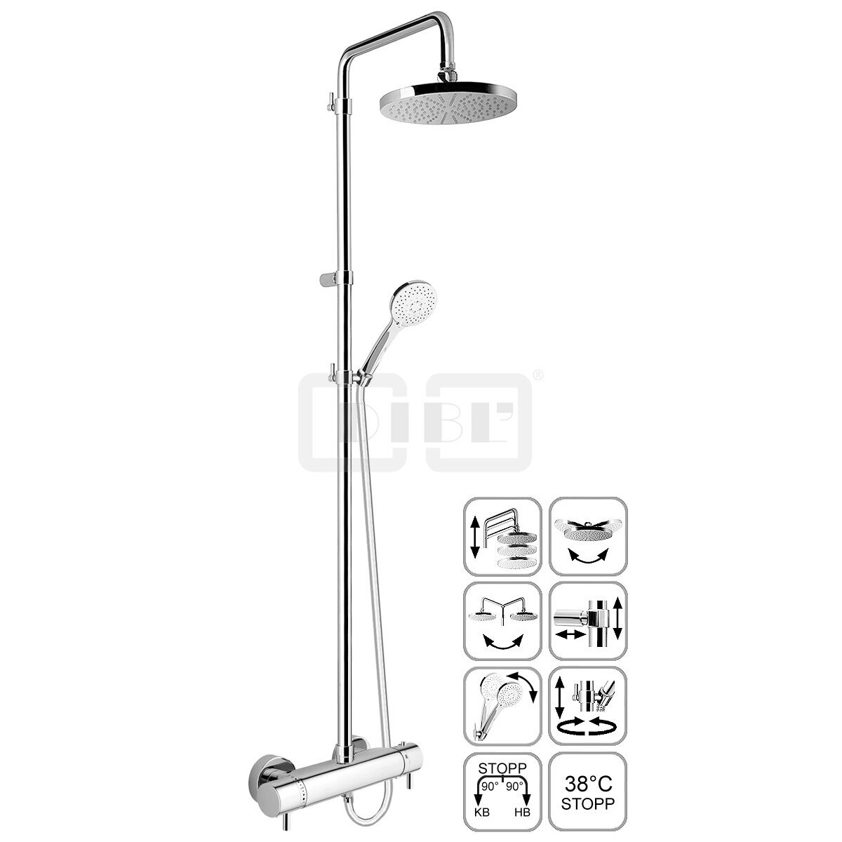 DIBLtherm eco Thermostat-Brausebatterie zur Aufputzmontage, 