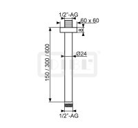 DIBLfit Massiver Messing-Deckenanschlussarm, mit eckiger...