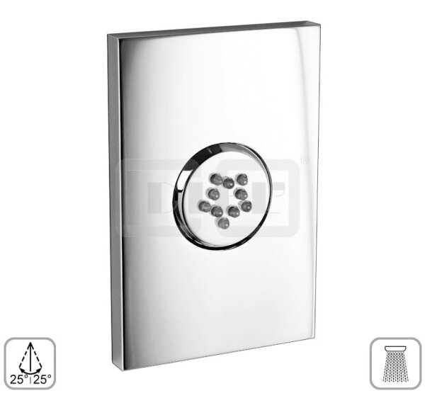 DIBLfit Eckige Messing-Einstrahl-Seitenbrause zur Unterputzmontage