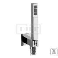 DIBLfit Brauseset mit eckiger Messing-Einstrahl-Stabhandbrause, eckigem Messing-Unterputz-Wandanschlussbogen