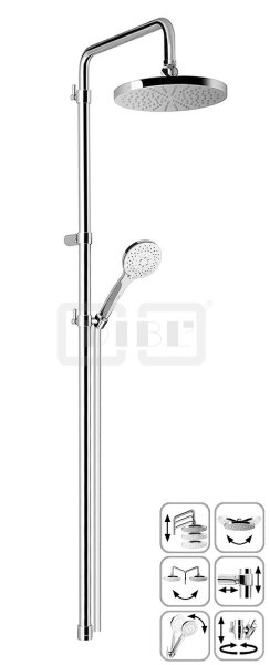 DIBLfit Runde Brauseaufsatz-Kombination zum direkten Armaturenanschluss, mit runder Messing-Antikalk-Regenkopfbrause Ø 300 mm x 15 mm