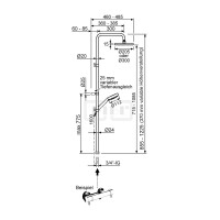 DIBLfit Runde Brauseaufsatz-Kombination zum direkten Armaturenanschluss, mit runder Messing-Antikalk-Regenkopfbrause Ø 300 mm x 15 mm