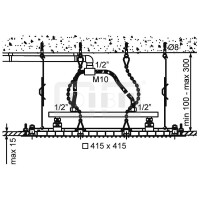 DIBLfit Eckige Edelstahl-Deckeneinbau-Regenkopfbrause 415 mm x 415 mm x 2 mm