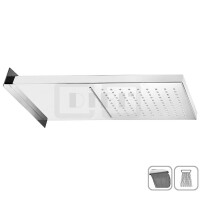 DIBLfit Eckige Antikalk-Kopfbrause 502 mm x 200 mm x 24 mm zur Wandmontage, mit Regenstrahl und Cascaden-Schwallstrahl