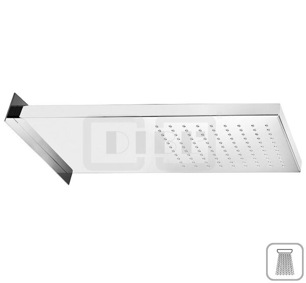 DIBLfit Eckige Antikalk-Kopfbrause 502 mm x 200 mm x 24 mm zur Wandmontage, mit Regenstrahl