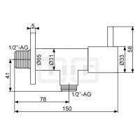 DIBLfit Messing-Kaltwasser-Wandventil ½" Außengewinde x ½" Außengewinde