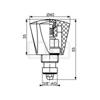 DIBLfix Spezial-Ventil-Oberteil mit Metall-Hauben-Griff zu Spülthekenbatterien, mit Markierung rot, Größe ½"