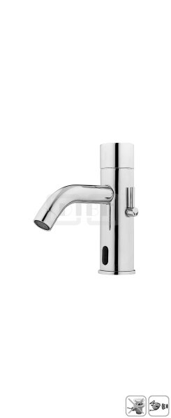 DIBLmed Infrarot-Elektronik Waschtischbatterie, mit manueller Temperatureinstellung für Kalt- und Warmwasseranschluss, mit automatischer 24-Stunden Hygiene-Spülung zur thermischen Desinfektion