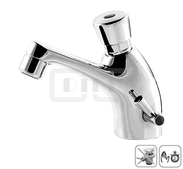 DIBLmed Selbstschluss-Waschtischbatterie, mit Temperatureinstellung für Kaltwasser oder Warmwasser, ohne Laufzeiteinstellung