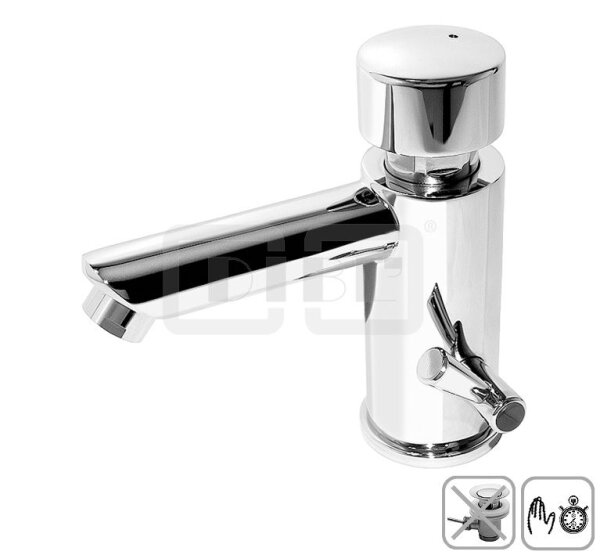 DIBLmed Selbstschluss-Waschtischbatterie, mit Temperatureinstellung für Kaltwasser oder Warmwasser, mit variabler Laufzeiteinstellung