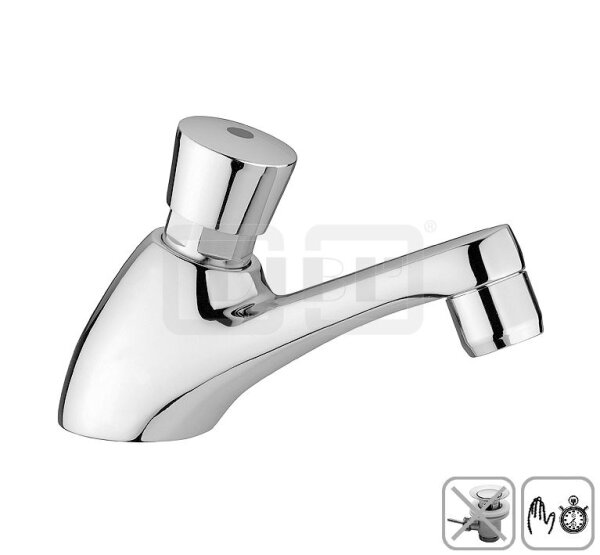 DIBLmed Selbstschluss-Waschtisch-Standventil, für Kaltwasser oder für bereits vorgemischtes Wasser, mit variabler Laufzeiteinstellung