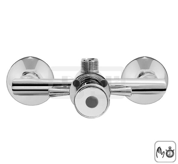 DIBLmed Selbstschluss-Brausebatterie zur Aufputzmontage, Brauseabgang oben, mit Temperatureinstellung für Kaltwasser oder Warmwasser, mit variabler Laufzeiteinstellung