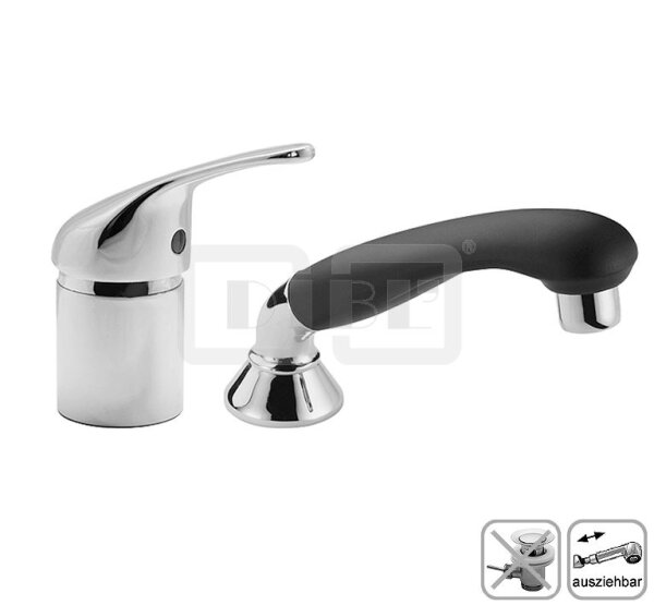 DIBLmed Frisör-Einhebel-Waschtischbatterie mit Schlauchbrauseset, ohne Zugstangenbohrung