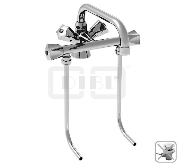 DIBLmed Zweigriff-Spülthekenbatterie für zwei Spülbecken, ohne Ablaufzubehör