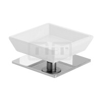 DIBLaccessoires Eckiger Messing-Stand-Seifenhalter, mit handgefertigter Keramik-Seifenschale
